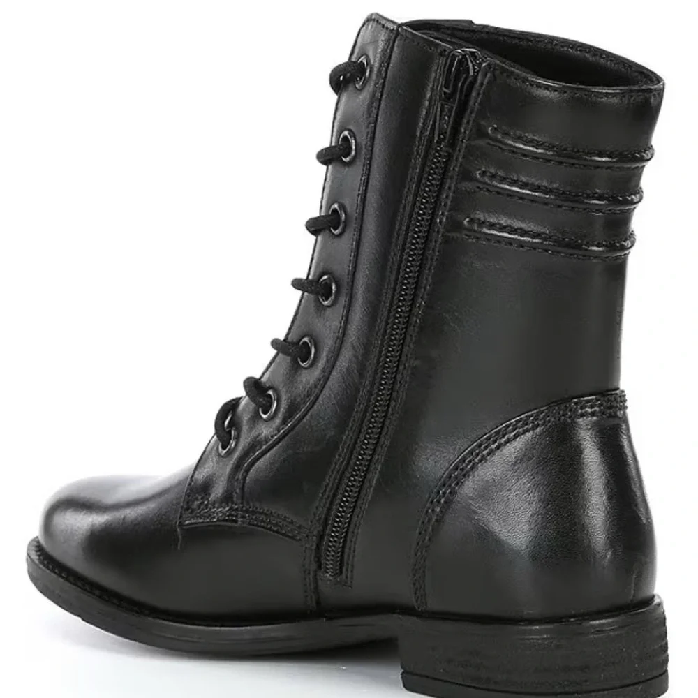 NEW Josef Seibel Simona 01 Women’s Black Leather Lace Up Boots Sz US 6-6.5 EU 37